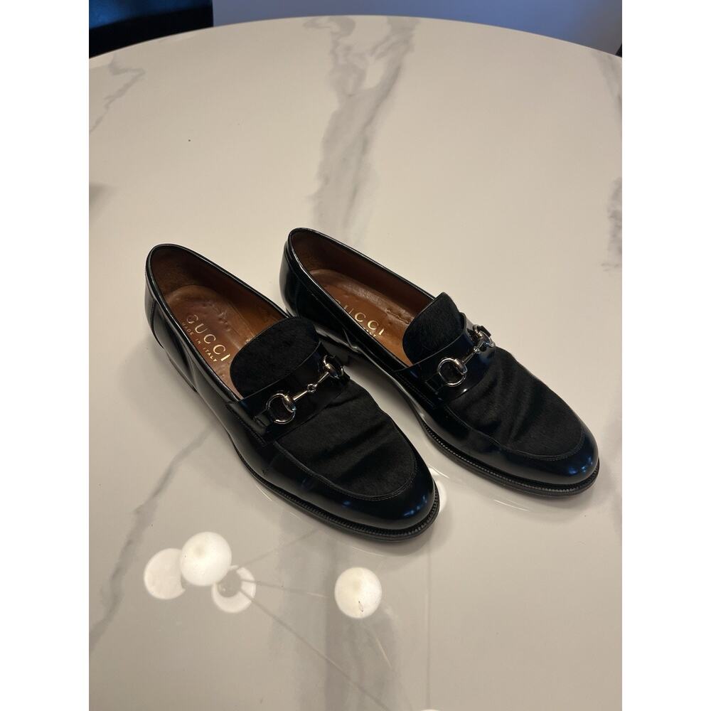 Tom Ford-era Gucci Horsebit Loafers - Black Pony Hair/Patent Leather - Size 12